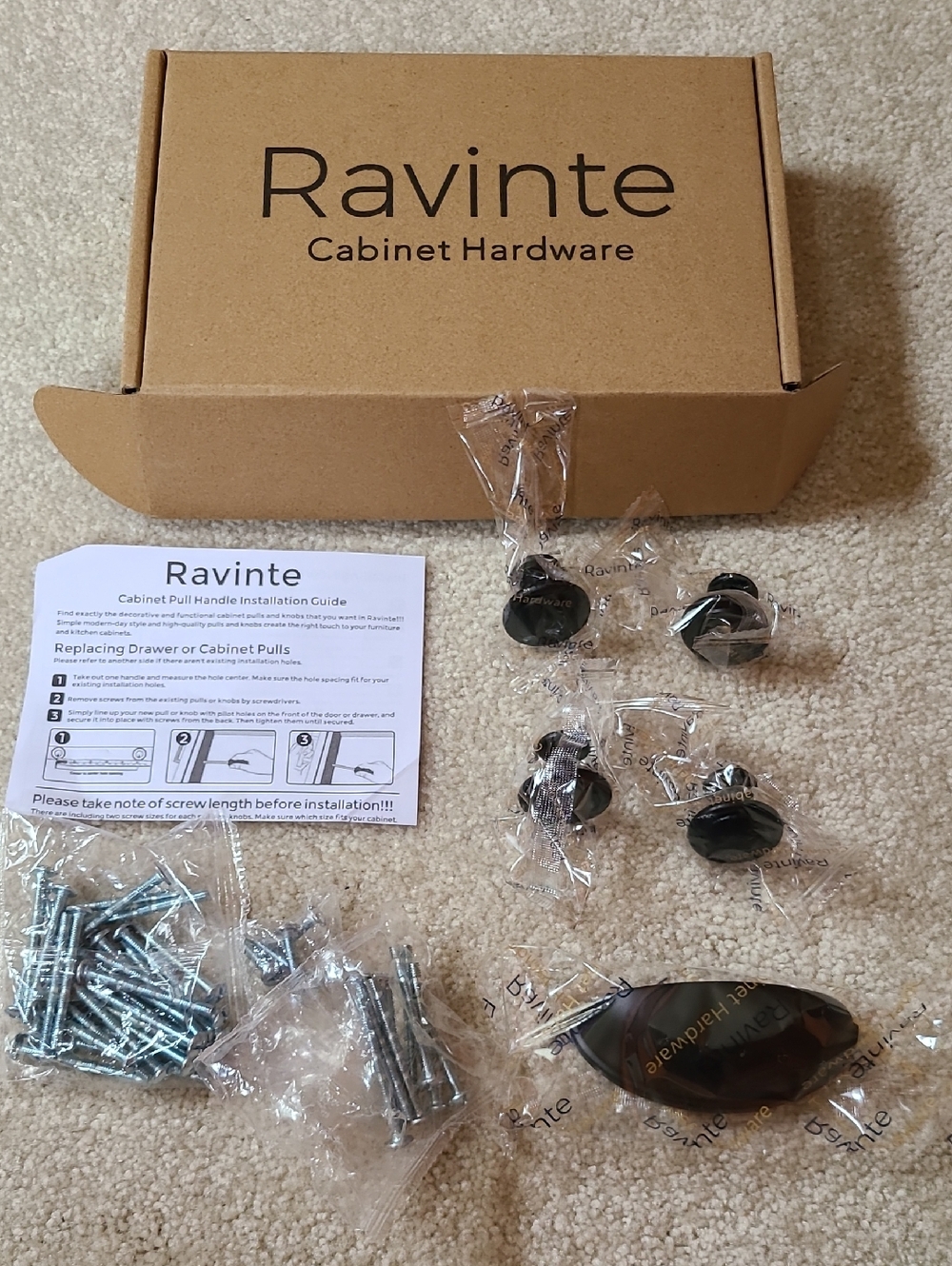 Ravinte Set Of 5 Cabinet Pulls in Flat Black